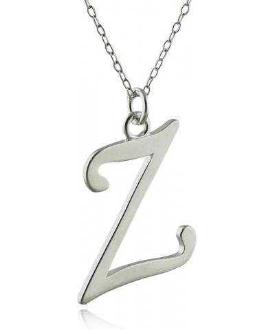 Sterling Silver Script Letter Charm Necklace, A-Z Alphabet Initial Name, 18" Cable Chain Z $12.04 Necklaces