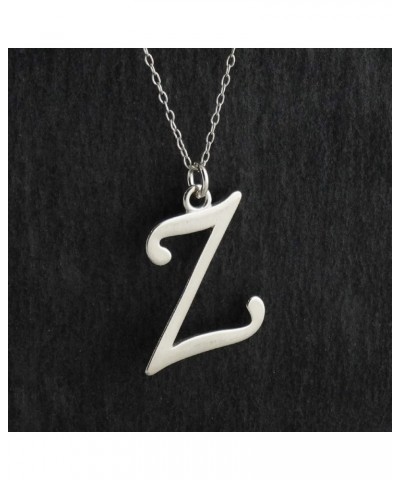 Sterling Silver Script Letter Charm Necklace, A-Z Alphabet Initial Name, 18" Cable Chain Z $12.04 Necklaces