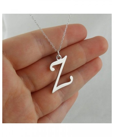 Sterling Silver Script Letter Charm Necklace, A-Z Alphabet Initial Name, 18" Cable Chain Z $12.04 Necklaces