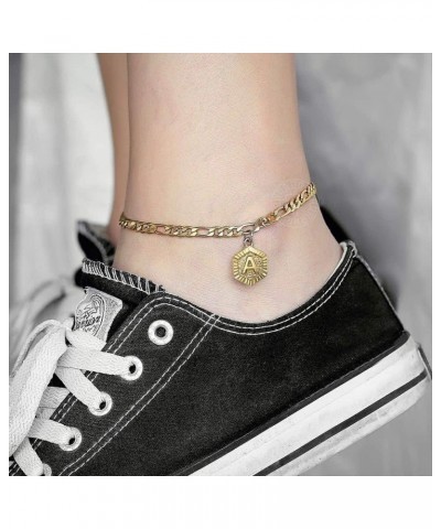 Letter Charm Anklet Fashion Jewelry for Women Girls Alphabet Initial Letter Anklet Figaro Link Chain Bracelet Length Adjustab...