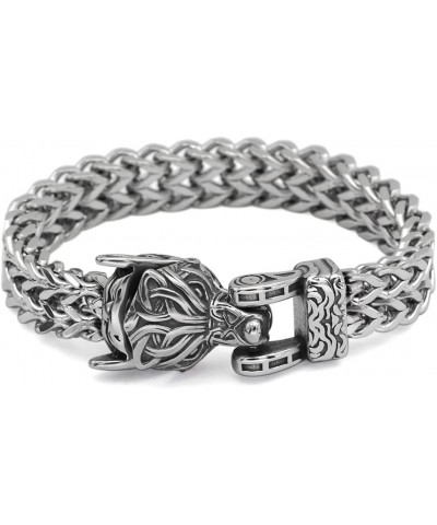 Norse viking wolf Punk Link Bracelets stainless steel Biker Jewelry silver 9 $15.00 Bracelets