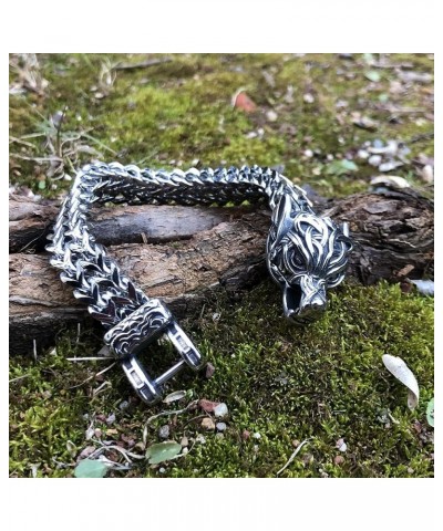 Norse viking wolf Punk Link Bracelets stainless steel Biker Jewelry silver 9 $15.00 Bracelets