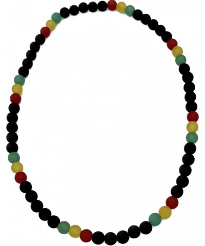 Rasta Black Bead Necklace, Red Yellow Green Reggae Jewelry, Rastafarian Jamaica Necklace $10.61 Necklaces