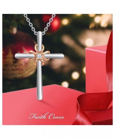 Cross Pendant Necklace 925 Sterling Silver Cross Necklace Religious Jewelry Birthday Christmas Gifts for Women Her Girls Teen...