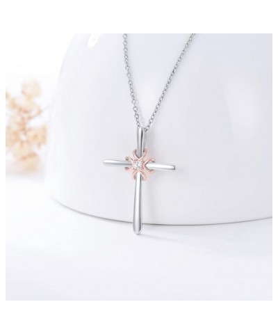 Cross Pendant Necklace 925 Sterling Silver Cross Necklace Religious Jewelry Birthday Christmas Gifts for Women Her Girls Teen...