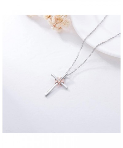 Cross Pendant Necklace 925 Sterling Silver Cross Necklace Religious Jewelry Birthday Christmas Gifts for Women Her Girls Teen...