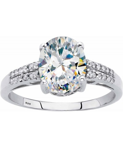 PalmBeach Jewelry 18k Gold-Plated or Platinum-Plated Sterling Silver Two Tone Oval Cut Cubic Zirconia Engagement Ring Platinu...