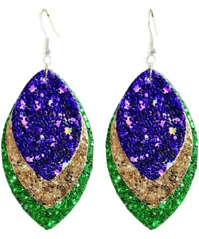 Mardi Gras Earrings Carnival Theme Glitter Layered Drop Dangle Earrings Carnival Holiday Jewelry Gifts A1 $5.93 Earrings