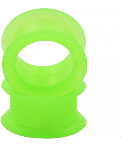 1 PAIR (2pcs) SILICONE EYELET TUNNELS Double Flare Gauges Thin Soft Flexible Flesh Plugs 1040 Green $8.17 Body Jewelry