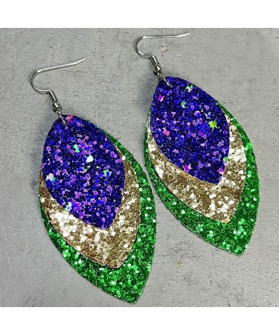 Mardi Gras Earrings Carnival Theme Glitter Layered Drop Dangle Earrings Carnival Holiday Jewelry Gifts A1 $5.93 Earrings