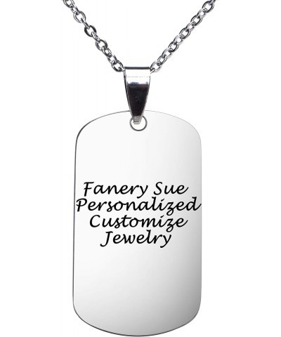 Personalized Custom Message Engraved Stainless Steel Necklace Military Large Dog Tag Pendant w/24 inch Chain,Jewelry Box,Keyr...