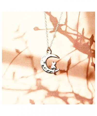 Cat on the Moon Necklace: Silver Crescent Charm for Cat Lovers - Gift for Her Birthday, Christmas, Mother's Day, Valentines D...