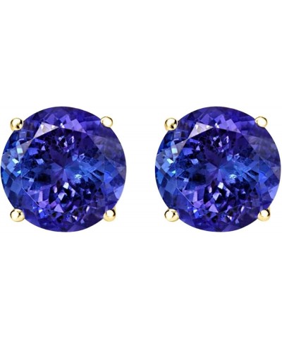 1/2-10 Carat Total Weight Natural Tanzanite Stud Earrings 4 Prong Push Back 2.01 Carat 14K Yellow Gold $1.00 Earrings