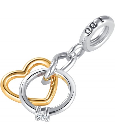 Key to My Heart Angel Wing Infinity Love Charm Clear Crystal Rose Gold Beaf for European Charm Bracelet Gold Wedding Ring $8....