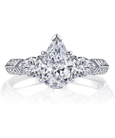 925 Sterling Silver Engagement Rings for Women 2.35 Carat (ctw) Pear Shaped Moissanite Rings for Her 10.5 $68.25 Rings