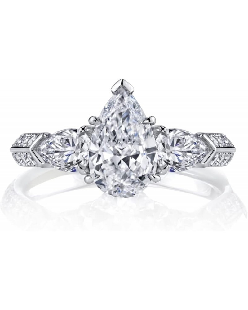 925 Sterling Silver Engagement Rings for Women 2.35 Carat (ctw) Pear Shaped Moissanite Rings for Her 10.5 $68.25 Rings