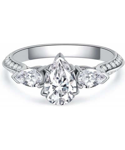 925 Sterling Silver Engagement Rings for Women 2.35 Carat (ctw) Pear Shaped Moissanite Rings for Her 10.5 $68.25 Rings