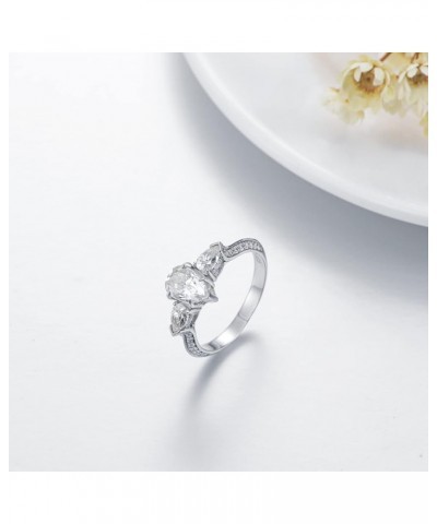 925 Sterling Silver Engagement Rings for Women 2.35 Carat (ctw) Pear Shaped Moissanite Rings for Her 10.5 $68.25 Rings