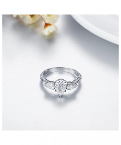 925 Sterling Silver Engagement Rings for Women 2.35 Carat (ctw) Pear Shaped Moissanite Rings for Her 10.5 $68.25 Rings