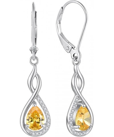 Infinity Dangle Earrings for Women Sterling Silver Teardrop Leverback Earring Gemstones Jewelry 11-topaz-Nov $33.14 Earrings