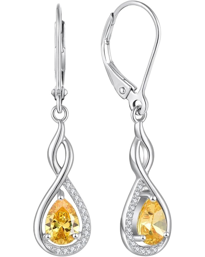 Infinity Dangle Earrings for Women Sterling Silver Teardrop Leverback Earring Gemstones Jewelry 11-topaz-Nov $33.14 Earrings