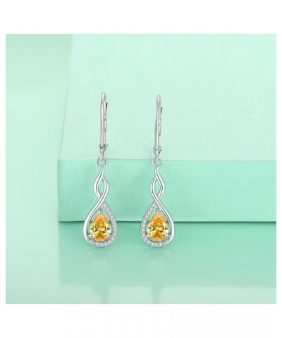 Infinity Dangle Earrings for Women Sterling Silver Teardrop Leverback Earring Gemstones Jewelry 11-topaz-Nov $33.14 Earrings