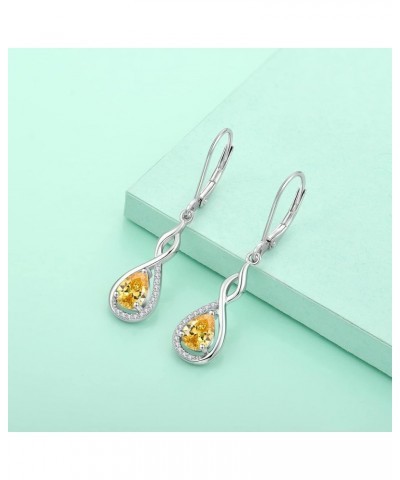 Infinity Dangle Earrings for Women Sterling Silver Teardrop Leverback Earring Gemstones Jewelry 11-topaz-Nov $33.14 Earrings