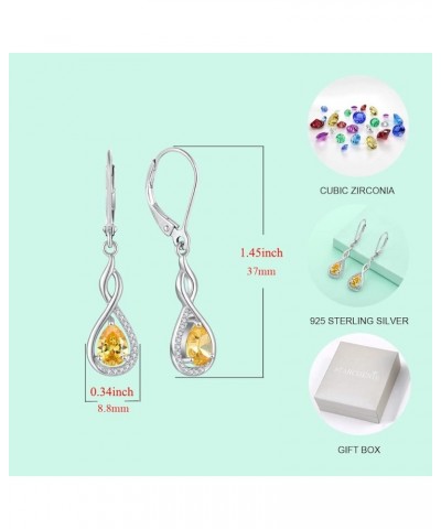 Infinity Dangle Earrings for Women Sterling Silver Teardrop Leverback Earring Gemstones Jewelry 11-topaz-Nov $33.14 Earrings