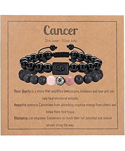 Zodiac Bracelets for Women Black Onyx Bracelet Adjustable Crystals Healing Bracelet Zodiac Beaded Bracelets Gift Cancer $9.17...