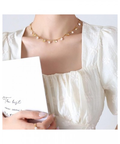 Freshwater Pearl Necklace Gold Plated Choker Necklace Small White Pearl Choker Jewelry Gifts Baroque pearl $10.19 Necklaces