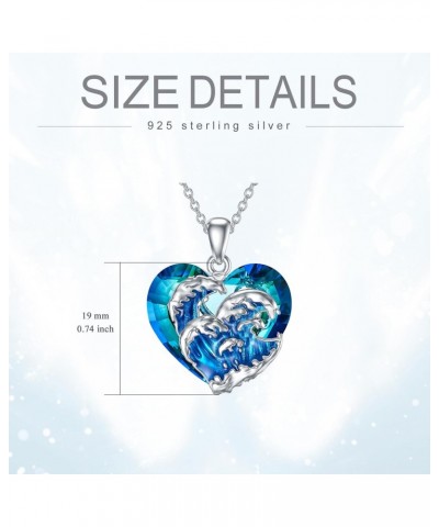 Wave Necklace 925 Sterling Silver with Blue Heart Pendant Necklace Ocean Wave Beach Crystal Jewelry Gifts for Women $20.21 Ne...