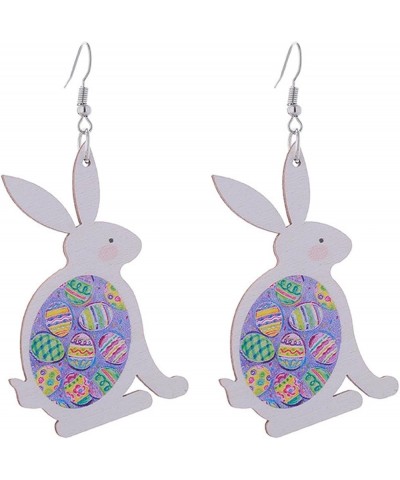 Colorful Easter Rabbit Wooden Dangle Earrings Cute Candy Color Rabbit Animal Wood Earrings for Women Girls Jewelry SS $6.48 E...