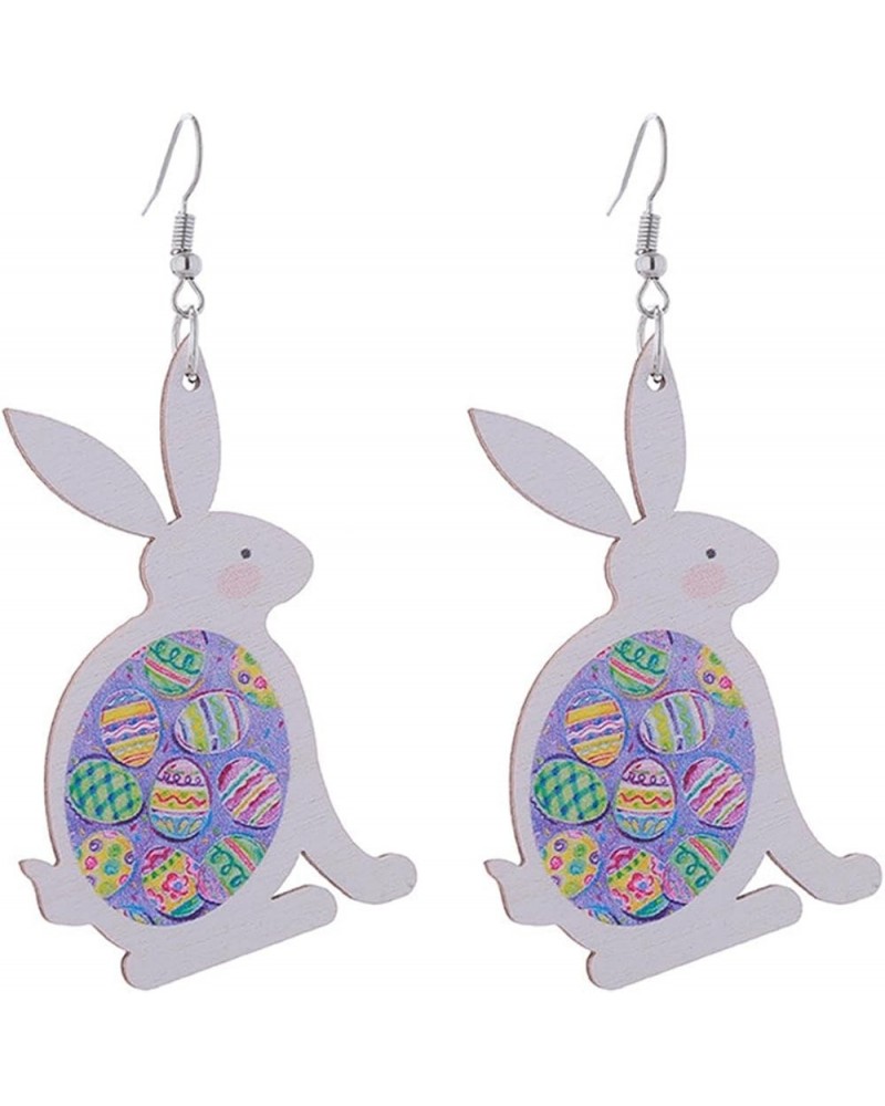 Colorful Easter Rabbit Wooden Dangle Earrings Cute Candy Color Rabbit Animal Wood Earrings for Women Girls Jewelry SS $6.48 E...