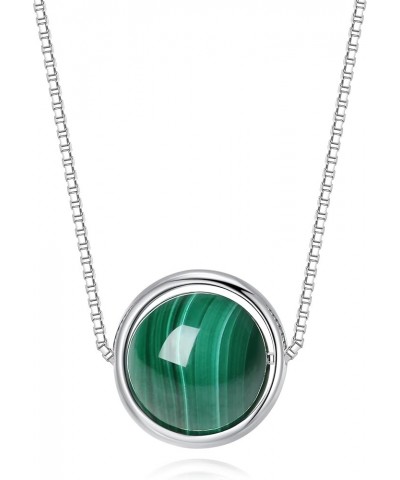 925 Sterling Silver Chain Simple Healing Crystal Necklace Malachite $18.00 Necklaces