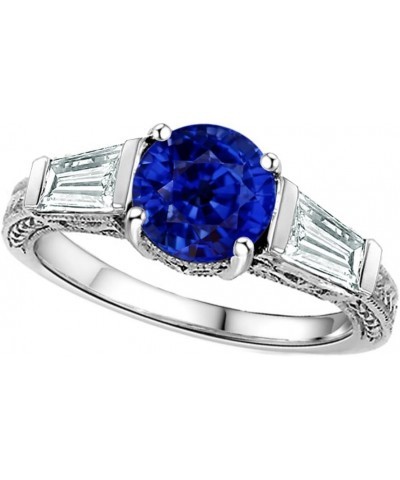 Sterling Silver Vintage Look 7mm Round Promise Engagement Ring. Created Sapphire $23.65 Rings