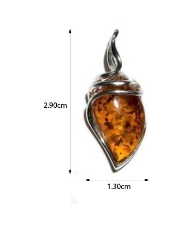 Honey Amber Sterling Silver Classic Drop Pendant Necklace Chain 18 Inches $17.10 Necklaces