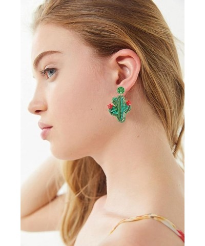 Beade Dangle Earring Pineapple Cactus Earring Bohemian Fruit Beaded Drop Earrings for Women Girls Cactus Style $6.83 Earrings