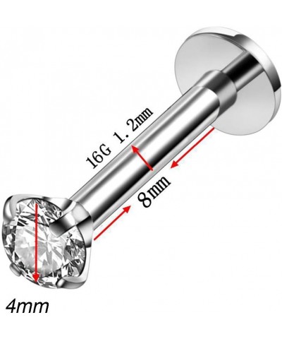 16G Diamond CZ Lip Rings Labret Monroe Nose Tragus Helix Ear Piercing Jewelry Surgical Stainless Steel 2mm 3mm 4mm 5mm CZ 4-8...