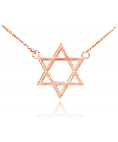 High Polish 14k Gold Jewish Star of David Necklace for Women Rose Gold 16.0 Inches $82.00 Necklaces