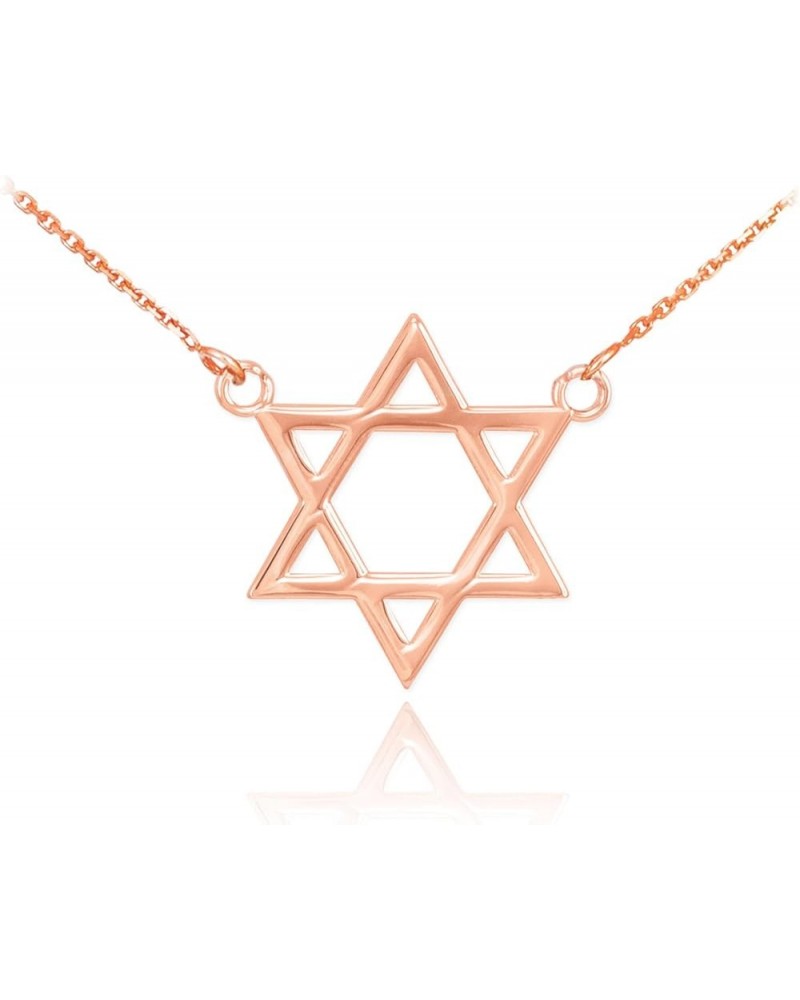 High Polish 14k Gold Jewish Star of David Necklace for Women Rose Gold 16.0 Inches $82.00 Necklaces