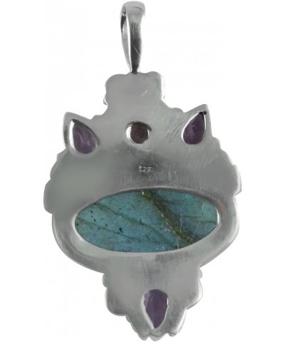 Oxidized Finish 925 Sterling Silver Natural Gemstone Handmade Pendant For Women & Girls labradorite & amethyst $20.05 Necklaces