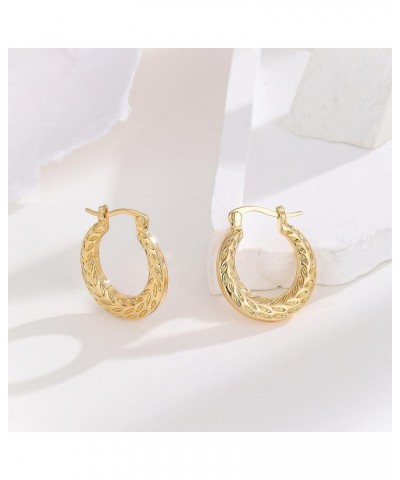 18K Gold Silver Hoop Earrings for Women, Statement Chunky Gold Knot Huggie Hoops Earrings Medium, Trendy Jewelry Gifts gold-l...