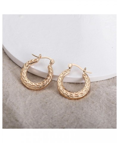 18K Gold Silver Hoop Earrings for Women, Statement Chunky Gold Knot Huggie Hoops Earrings Medium, Trendy Jewelry Gifts gold-l...