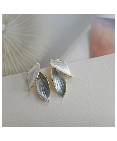 Leaf Earrings Fashion Leaf Stud Earrings for Women Enamel Earrings Grey Leaf Earrings Fashionable Minimalist Leaf Earrings Wo...