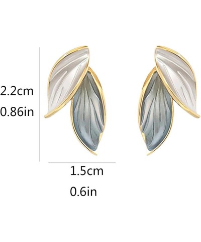 Leaf Earrings Fashion Leaf Stud Earrings for Women Enamel Earrings Grey Leaf Earrings Fashionable Minimalist Leaf Earrings Wo...