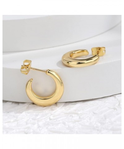 Earrings for Women Gold Hoop Earrings 18K Gold Plated Hypoallergenic Lightweight Chunky Thick Open Hoops Gold Earrings for Wo...