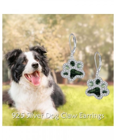 Paw Print Earrings Sterling Silver Leverback Dog Paw Earrings Puppy Paw Drop Dangle Earring for Women Girls moss agate paw $1...