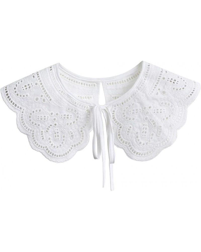 White Detachable Collar Floral Fake Collar Mini Cape False Collar for Women Girls D-white $8.79 Necklaces