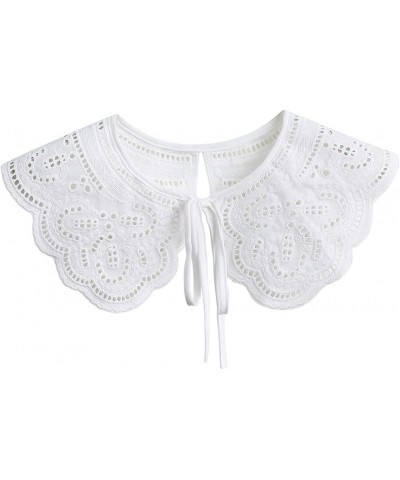 White Detachable Collar Floral Fake Collar Mini Cape False Collar for Women Girls D-white $8.79 Necklaces