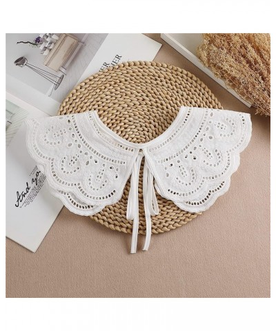 White Detachable Collar Floral Fake Collar Mini Cape False Collar for Women Girls D-white $8.79 Necklaces